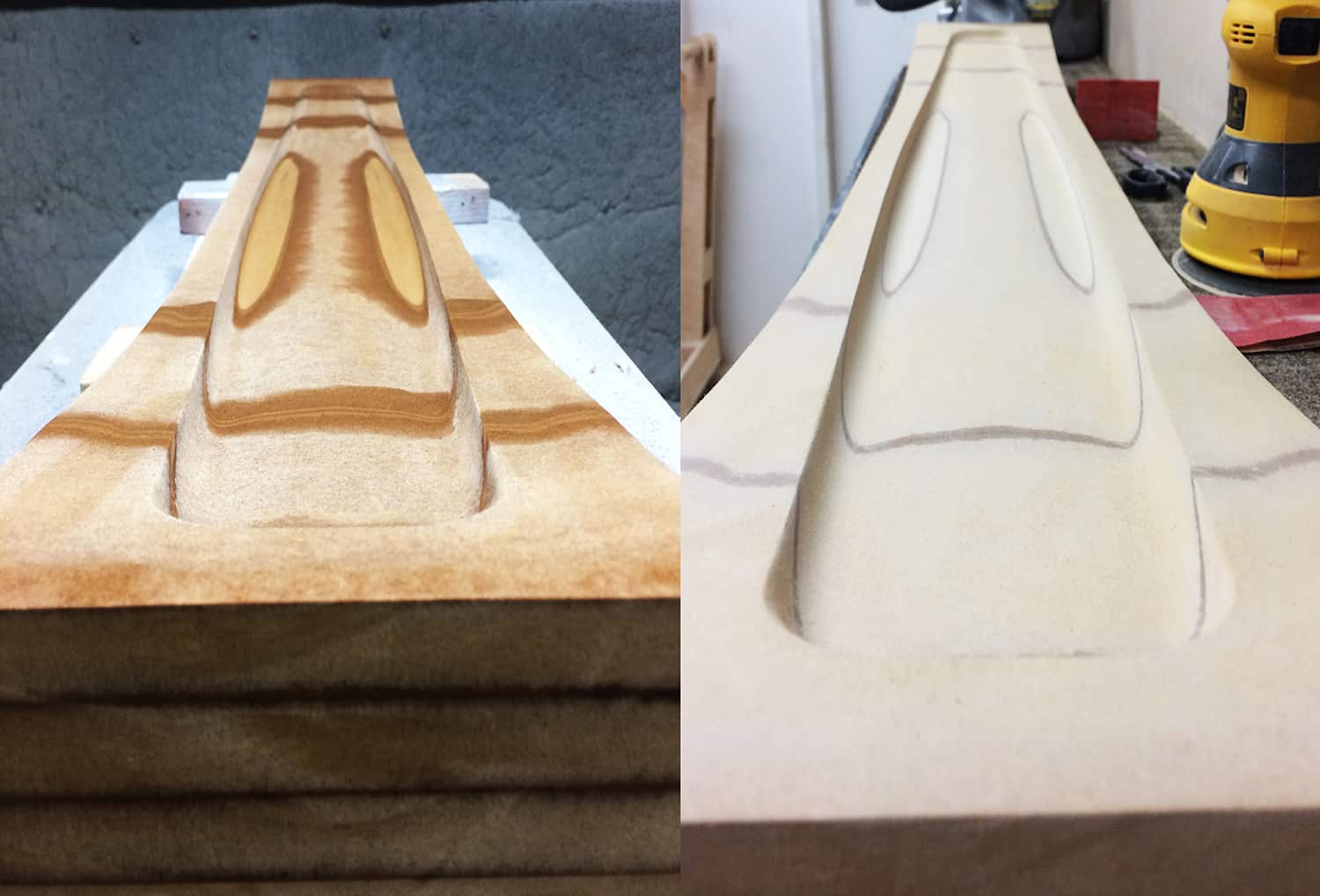 wooden mold for youth slalom skis.