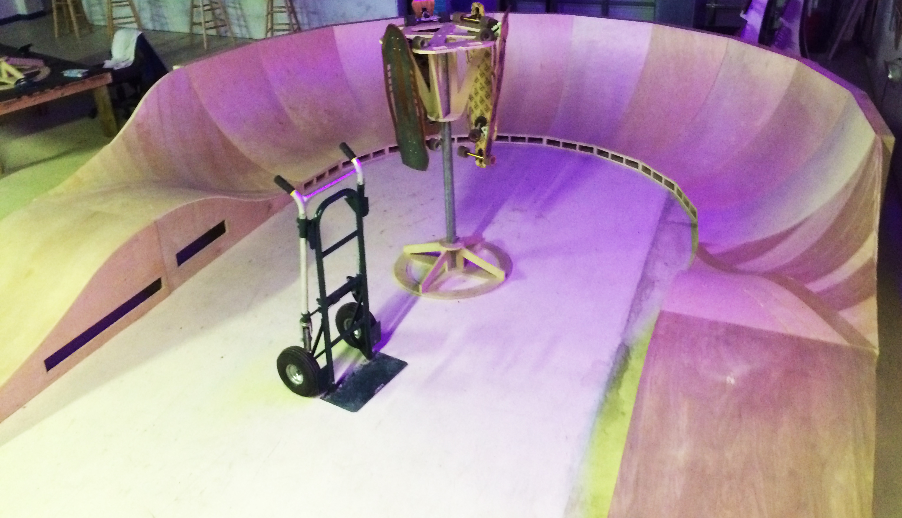 completed wooden pump rack for skating