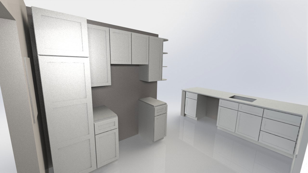 CAD rendering of custom kitchen.