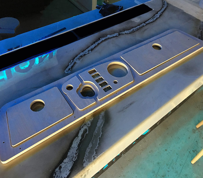 custom dash template made out of wood for golf cart
