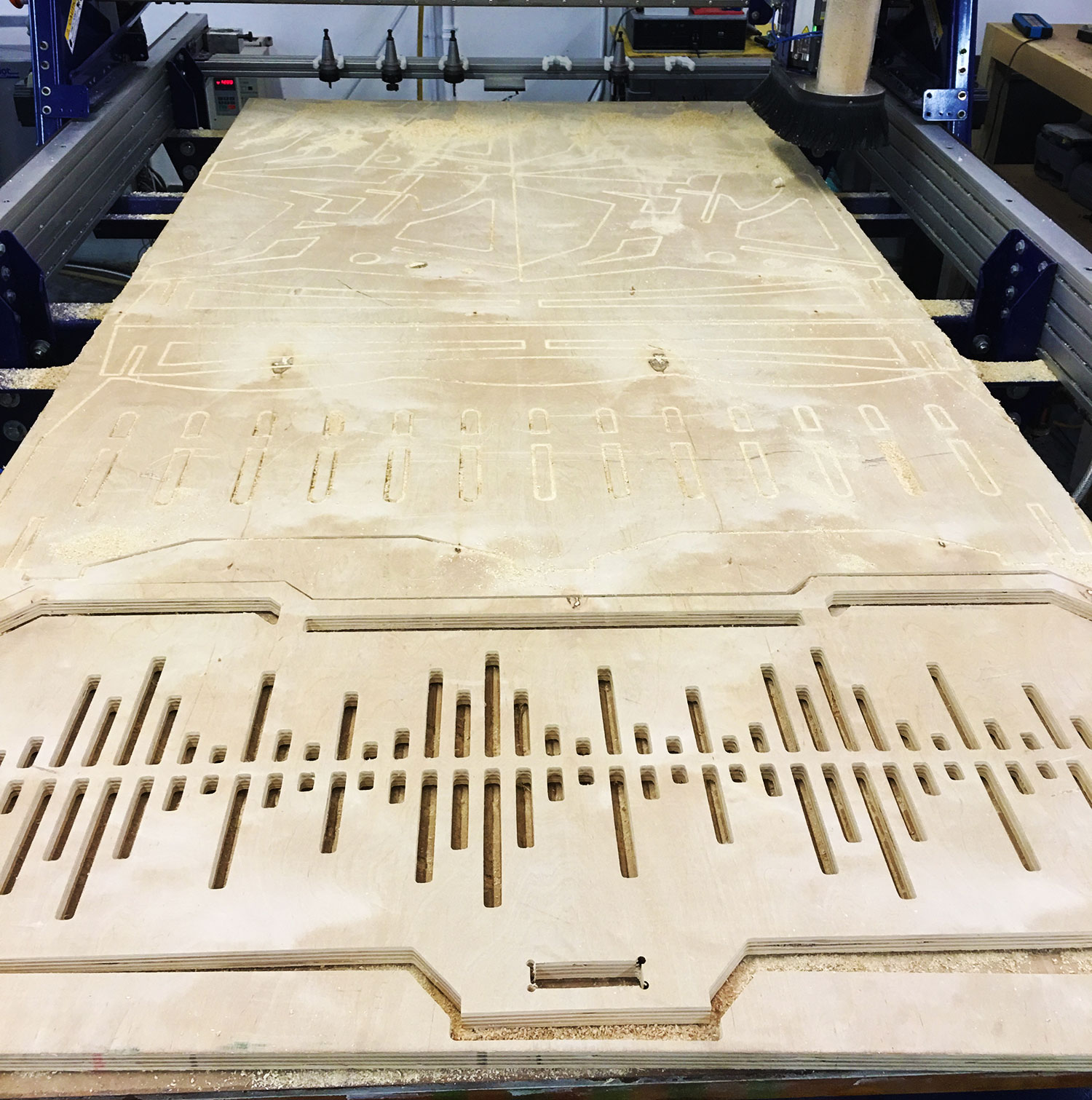 playatech furniture being cut out in 3 axis cnc machine