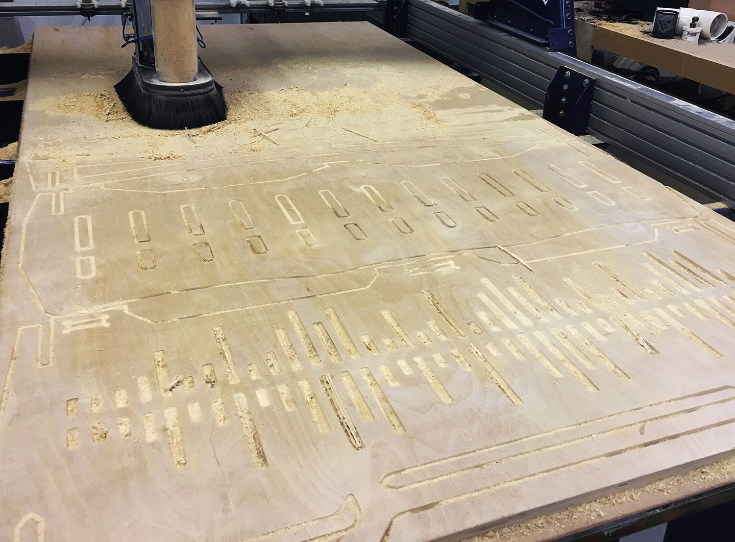playatech furniture being cut out in 3 axis cnc machine