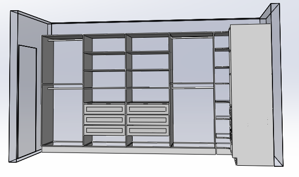 3D design of a long closet