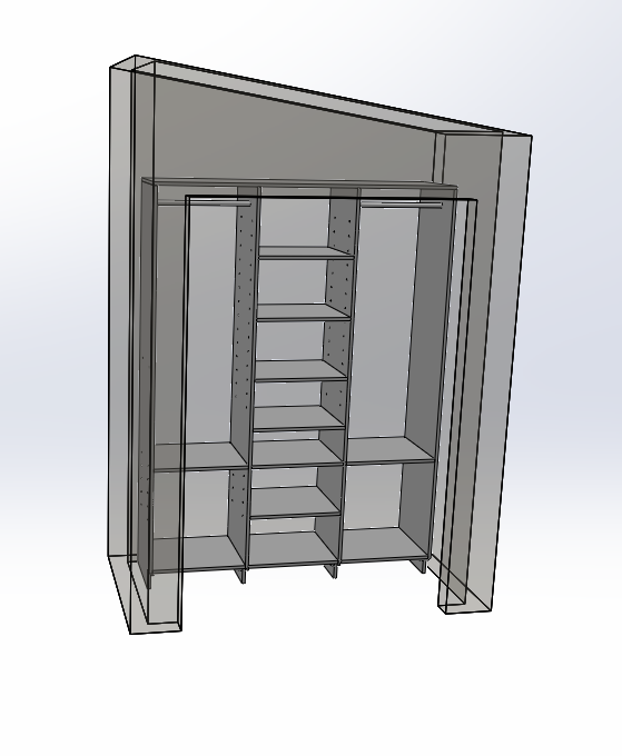 3D rendering of a small closet design