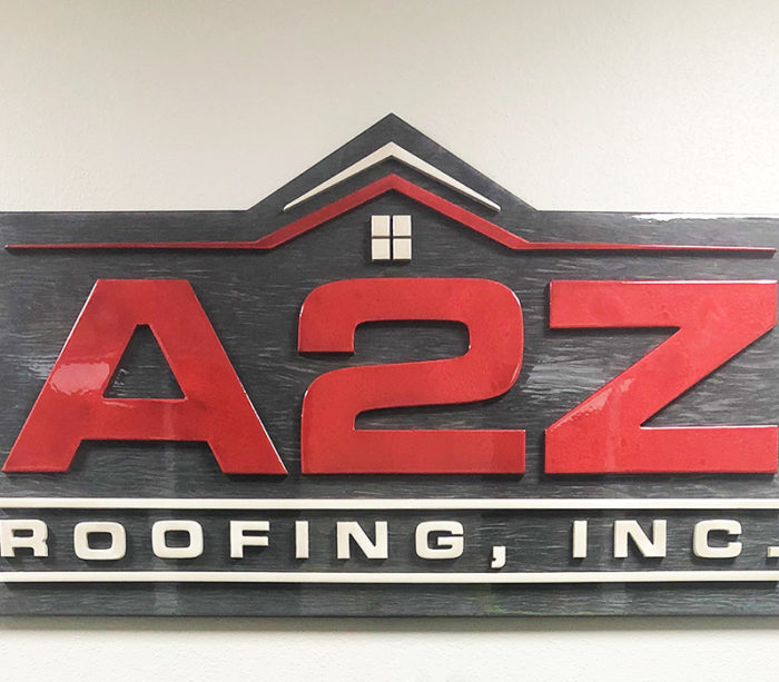 up close of 3D sign for a local business