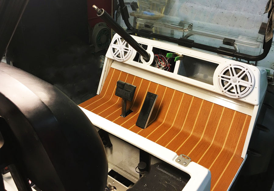 custom fabricated dash template for a golf cart.