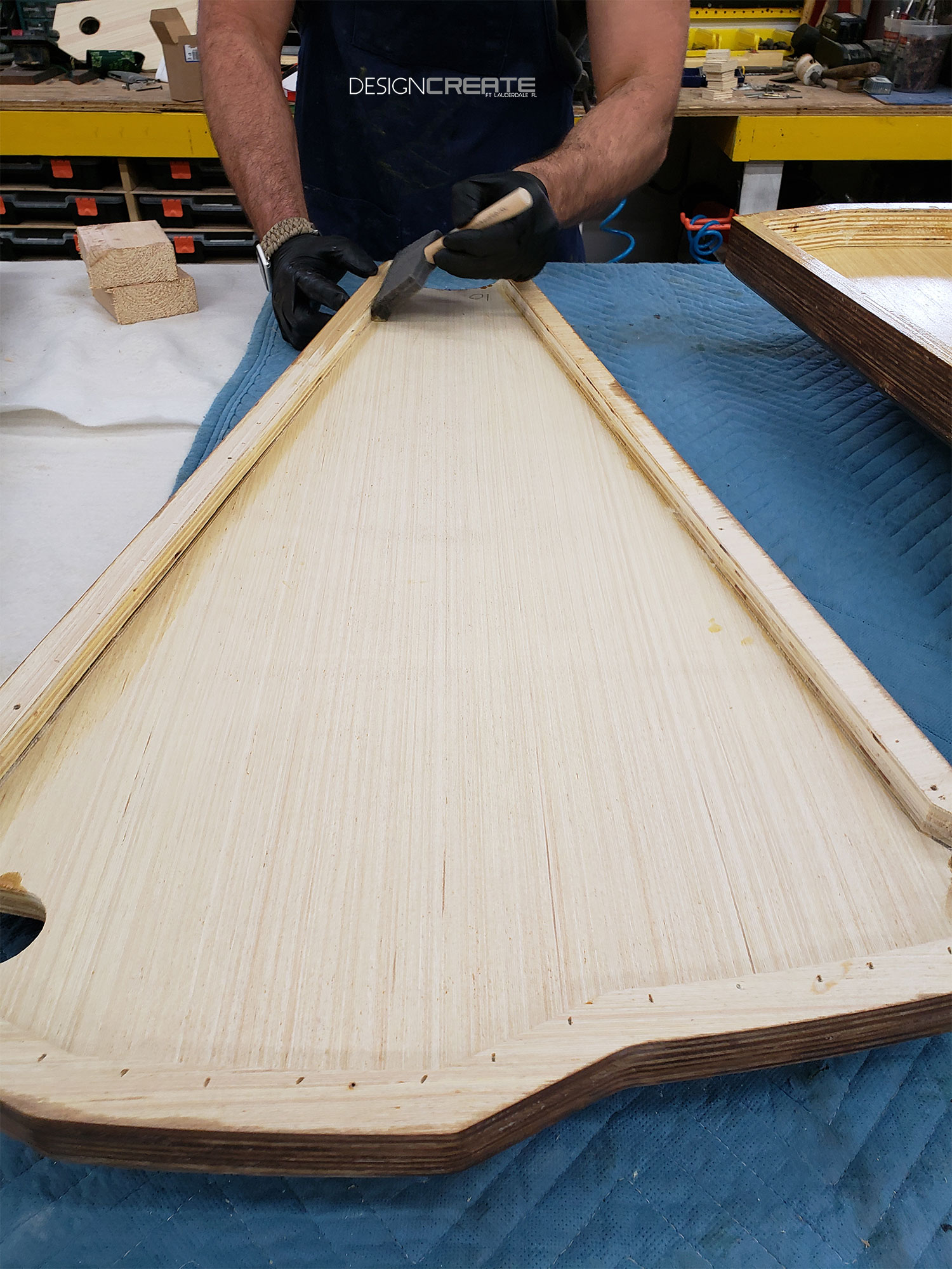 staining the underside of a stair step.