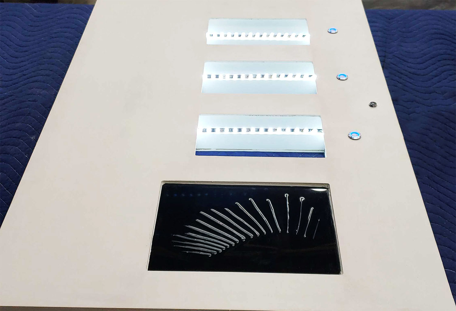 custom built display case push buttons for LED light up