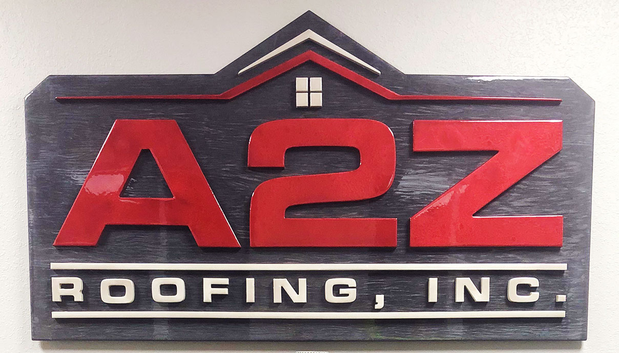 3d cnc cut wood sign for A2Z roofing, inc.