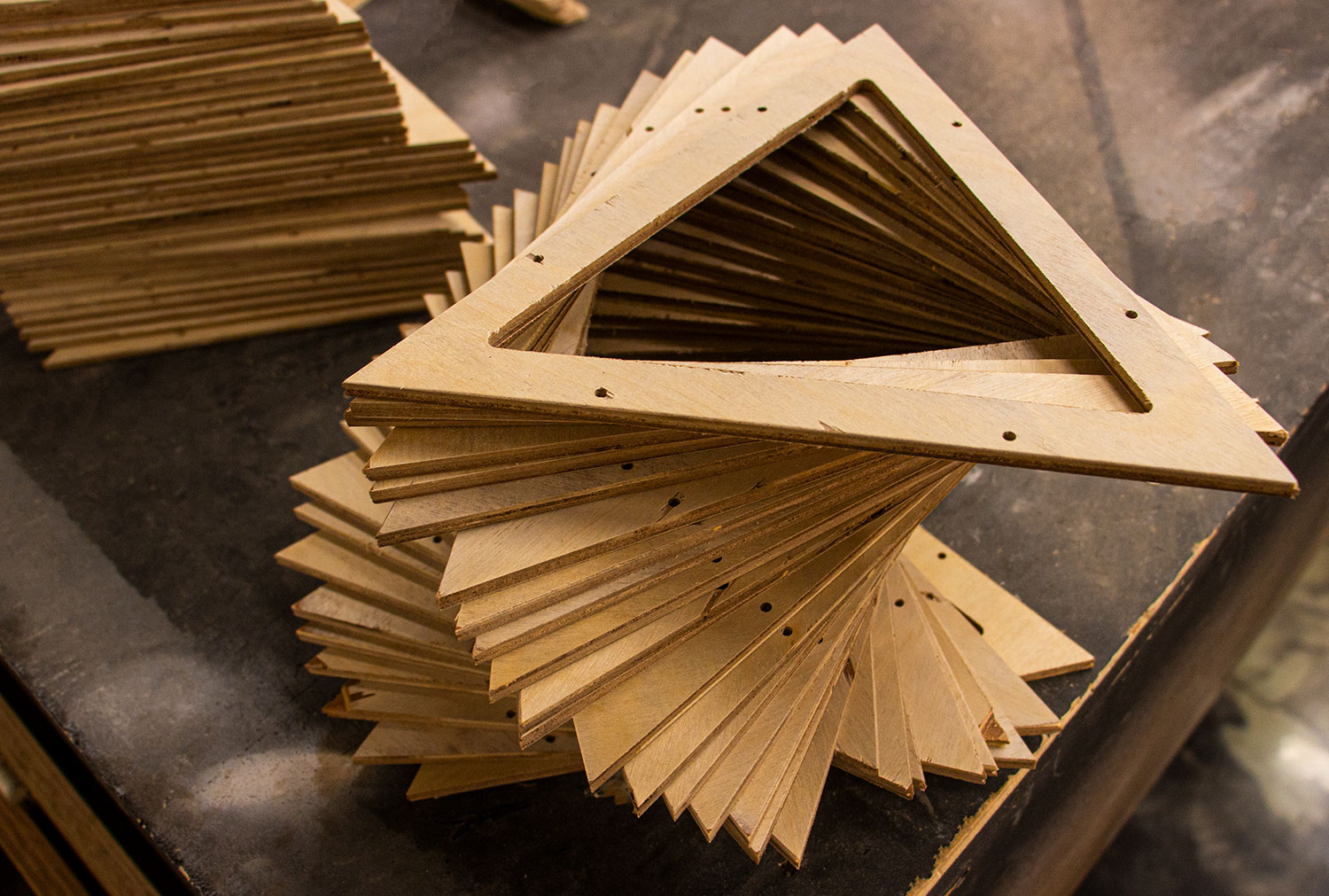 repeatedly cnc cut triangles